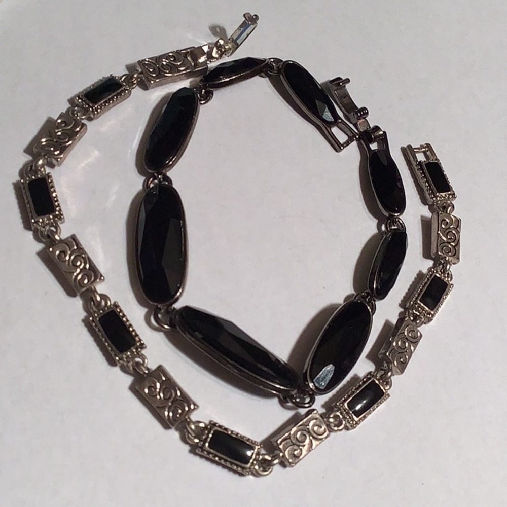 Two Silver And Black Panel Bracelets - image 1